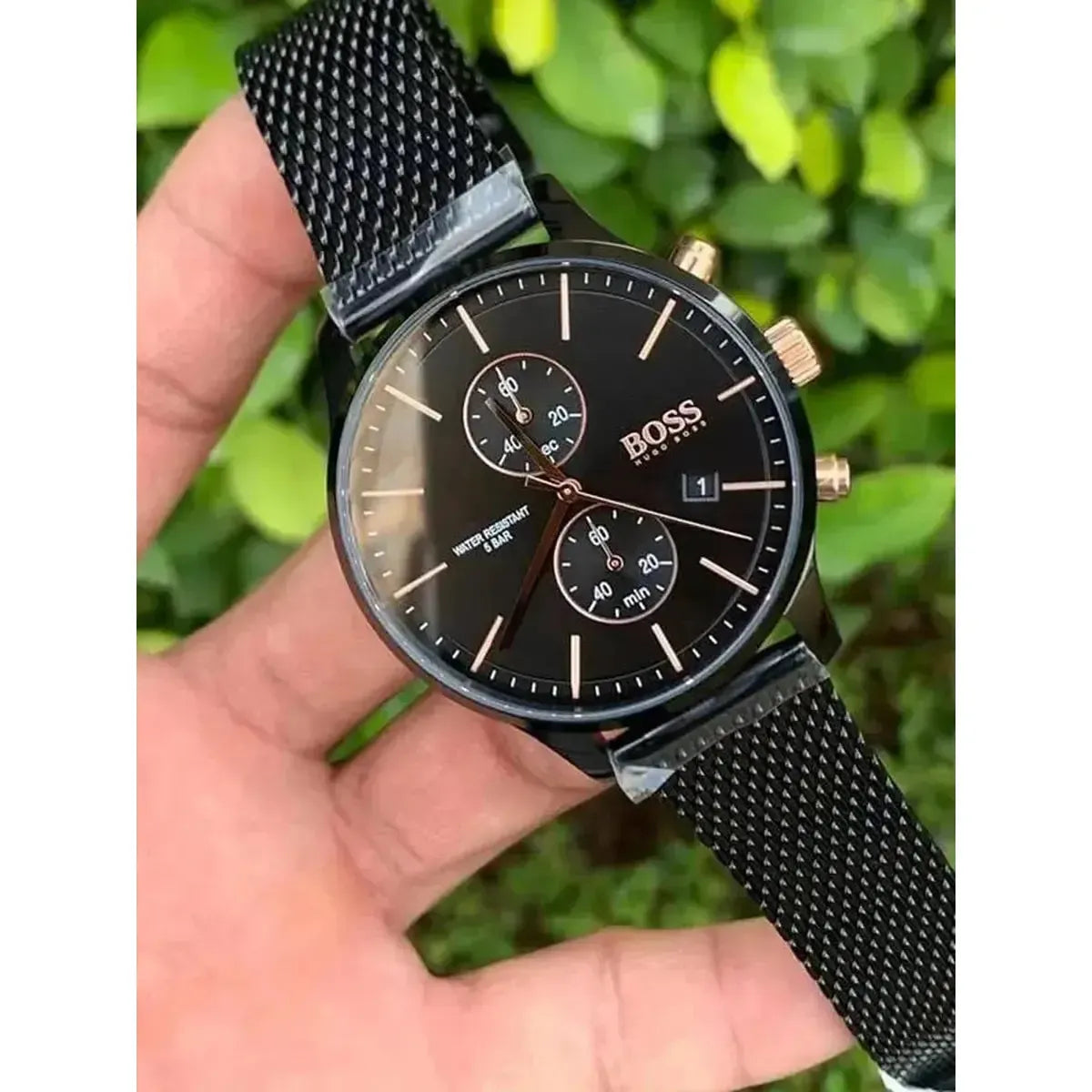 Hugo Boss 1513811 Associate Black Dial Black Mesh Bracelet Watch for Men Hugo Boss