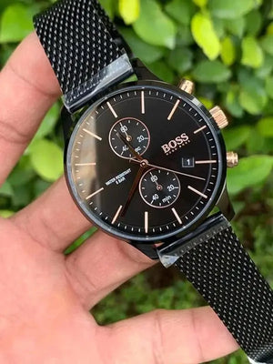 Hugo Boss 1513811 Associate Black Dial Black Mesh Bracelet Watch for Men Hugo Boss