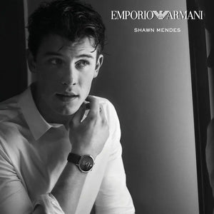 Emporio Armani AR11162 Modern Slim Quartz Grey Dial Black Leather Strap Watch For Men Emporio Armani