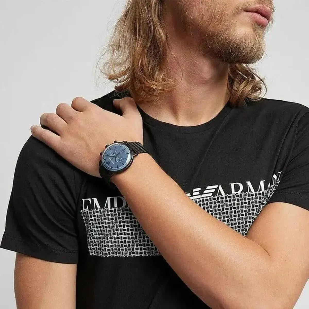 Emporio Armani AR11201 Chronograph Date Mesh Bracelet Strap Men's Watch Emporio Armani