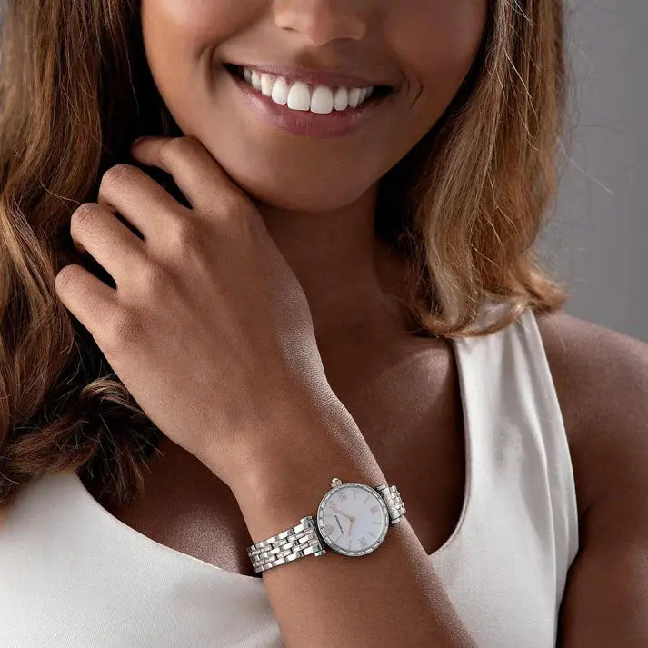 Emporio Armani AR11290 Gianni T-Bar Mother Of Pearl Ladies Watch Emporio Armani