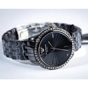 Emporio Armani AR1478 Ladies Ceramica Black Crystal Watch Emporio Armani