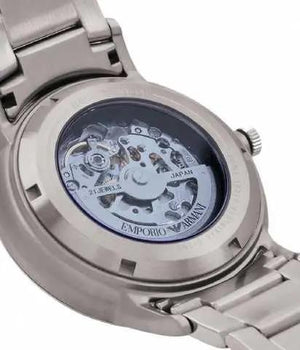 Emporio Armani AR60037 Renato Automatic Blue Dial Silver Steel Strap Watch For Men Emporio Armani