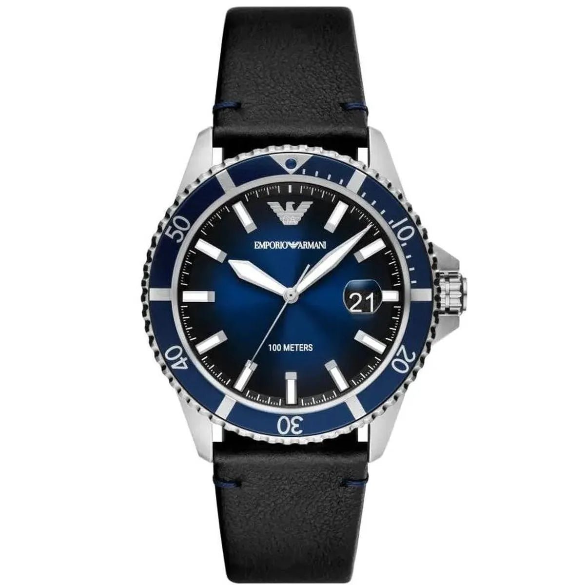 AR11516 Sea Diver Watch – 42mm Blue Sunray Dial Leather Strap