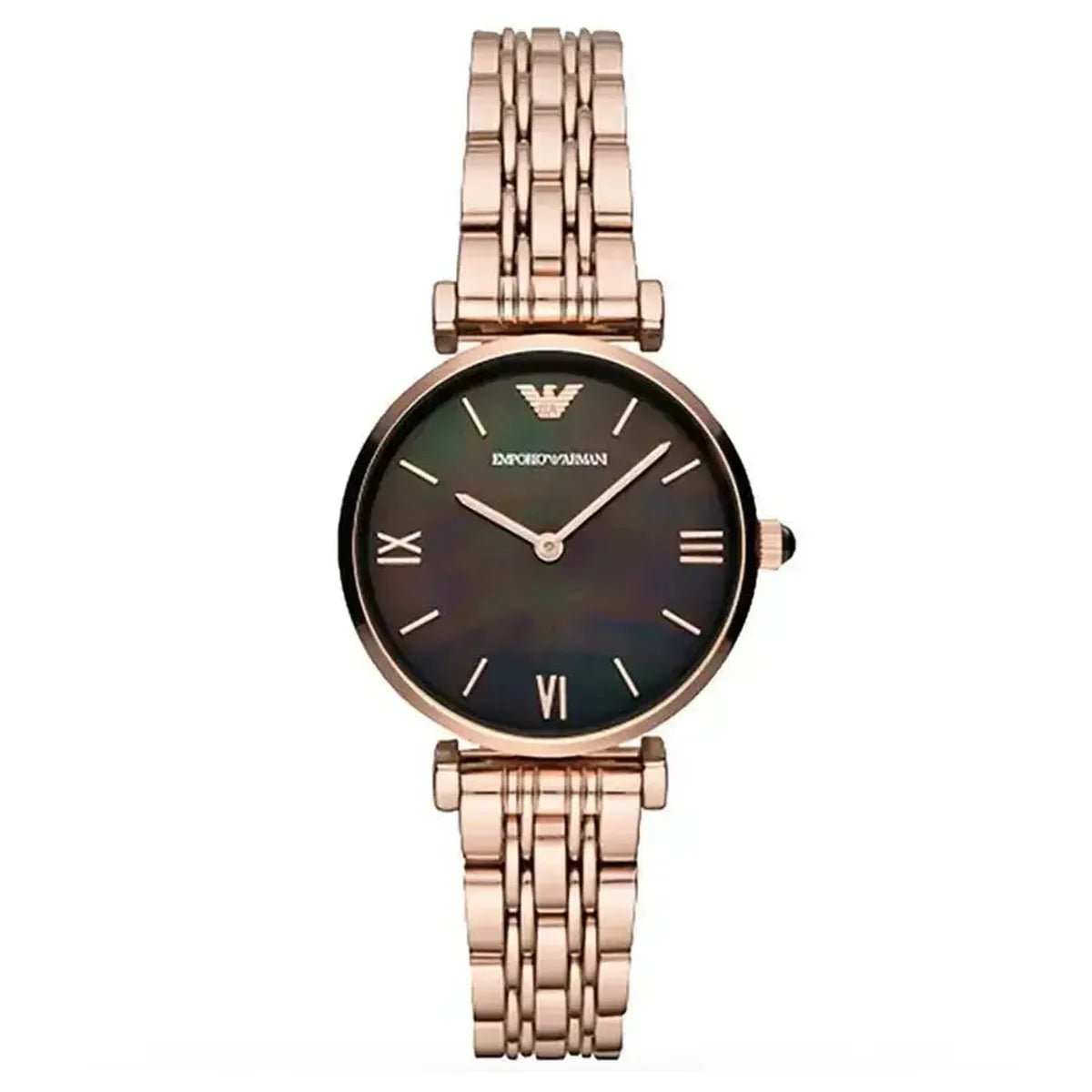 Gianni T Bar AR11145 Watch – 32mm Black Mother Pearl Dial Rose Gold Bracelet