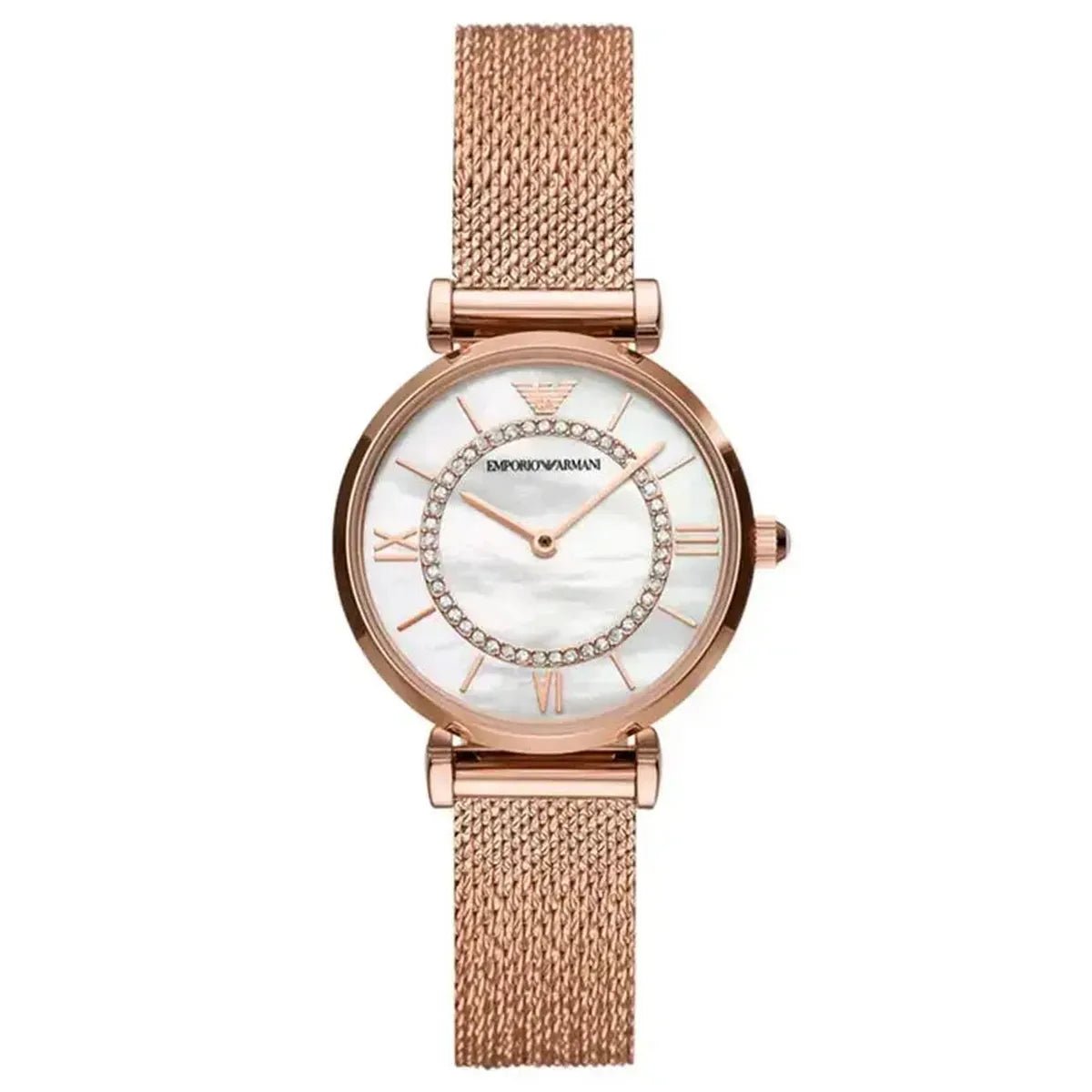 Gianni T Bar AR11320 Watch – 32mm Mother Pearl Dial Rose Gold Mesh Bracelet
