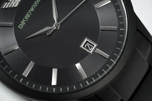 Emporio Armani AR11079 Renato Quartz Black Dial Black Steel Strap Watch For Men Emporio Armani