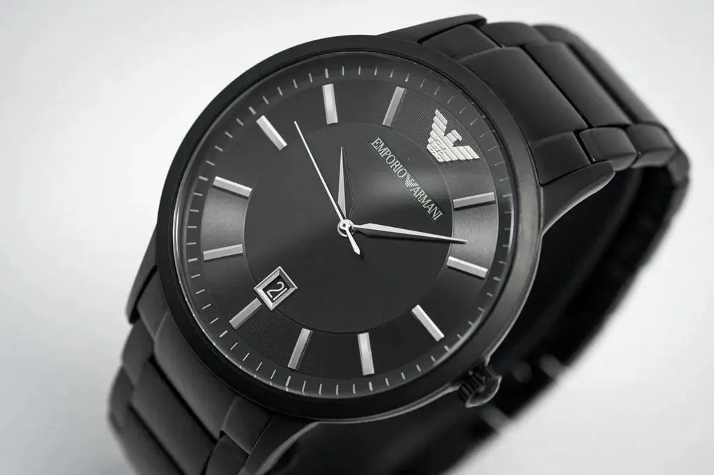 Emporio Armani AR11079 Renato Quartz Black Dial Black Steel Strap Watch For Men Emporio Armani