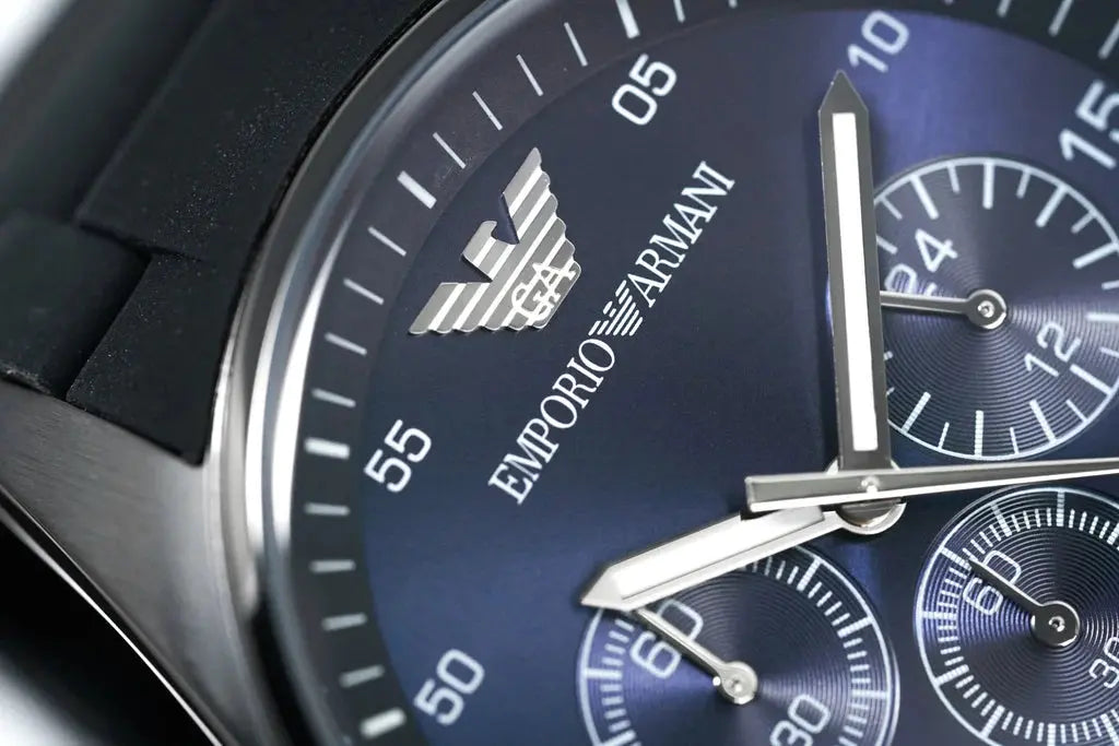 Emporio Armani AR5921 Sportivo Chronograph Blue Dial Black Strap Watch For Men Emporio Armani