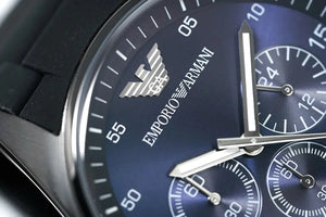 Emporio Armani AR5921 Sportivo Chronograph Blue Dial Black Strap Watch For Men Emporio Armani