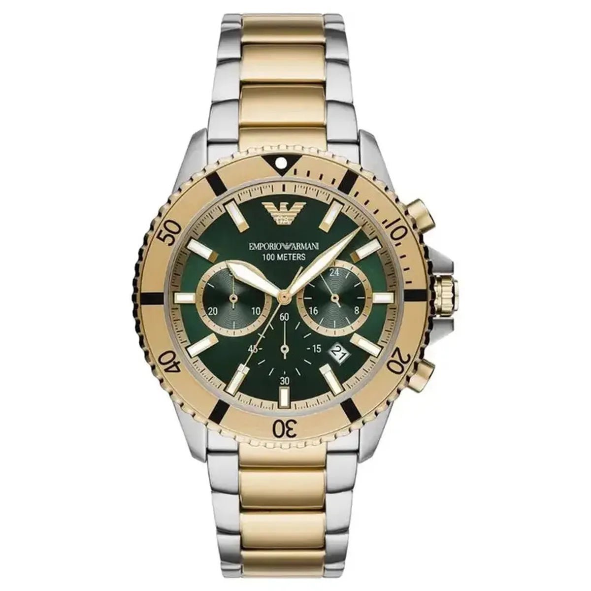 AR11586 Sea Explorer Diver Chronograph Watch – 43.5mm Dial Two Tone Bracelet