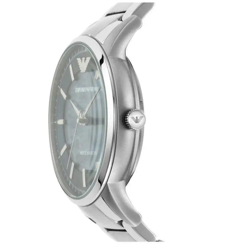 Emporio Armani AR60037 Renato Automatic Blue Dial Silver Steel Strap Watch For Men Emporio Armani