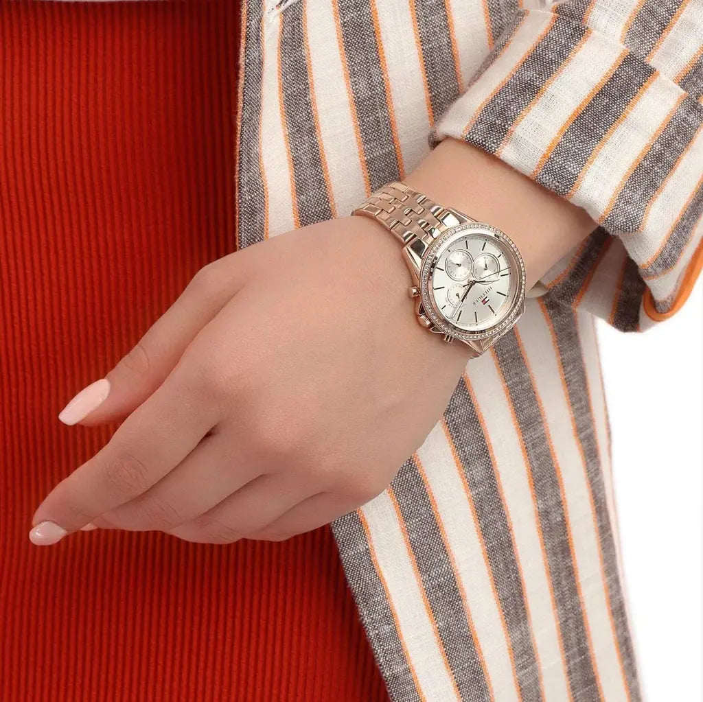 Tommy Hilfiger 1781978 Ari Diamonds Silver Dial Rose Gold Steel Strap Watch for Women Tommy Hilfiger