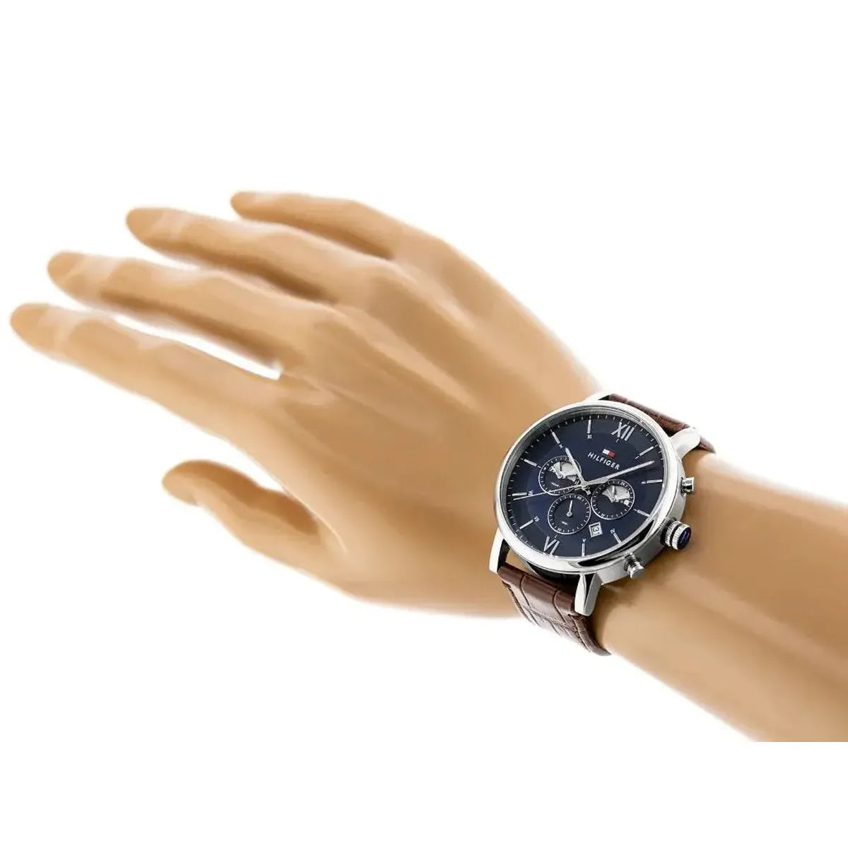 Tommy Hilfiger 1710393 Evan Chronograph Blue Dial Brown Leather Strap Watch for Men Tommy Hilfiger