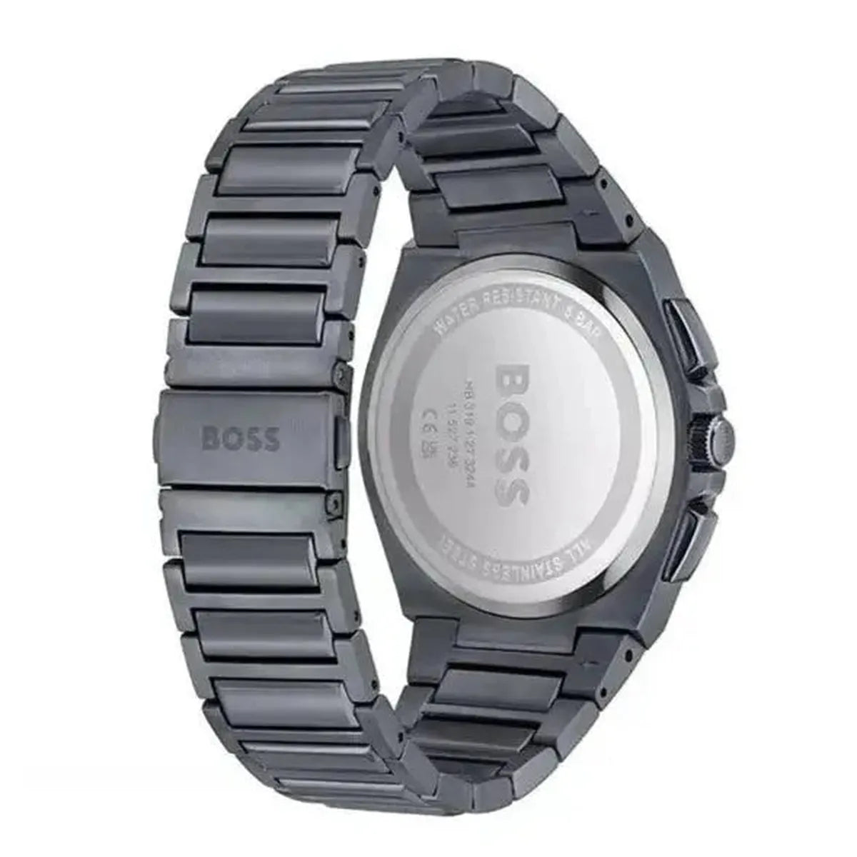 Hugo Boss 1513996 Steer Chronograph Quartz Grey Dial Grey Steel Strap Watch For Men Hugo Boss