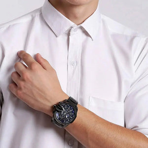 Diesel DZ4329 Mega Chief Chronograph Blue Dial Black Steel Strap Watch For Men Diesel