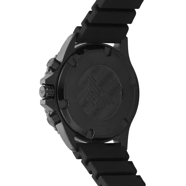 Emporio Armani AR11463 Diver Chronograph Quartz Green Dial Black Silicon Strap Watch For Men Emporio Armani