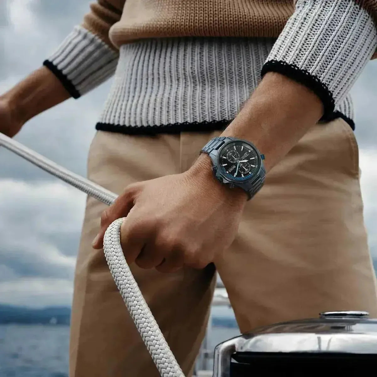 Hugo Boss 1513824 Globetrotter Black Dial Black Steel Strap Watch for Men Hugo Boss