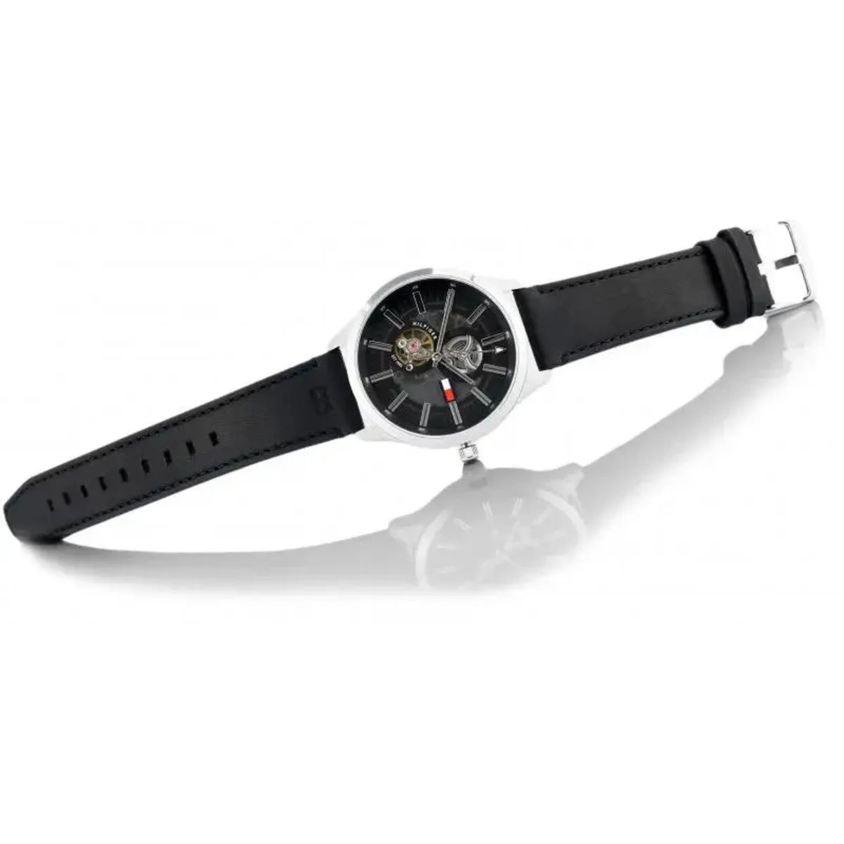 Tommy Hilfiger 1791641 Spencer Skeleton Black Dial Black Leather Strap Watch for Men Tommy Hilfiger
