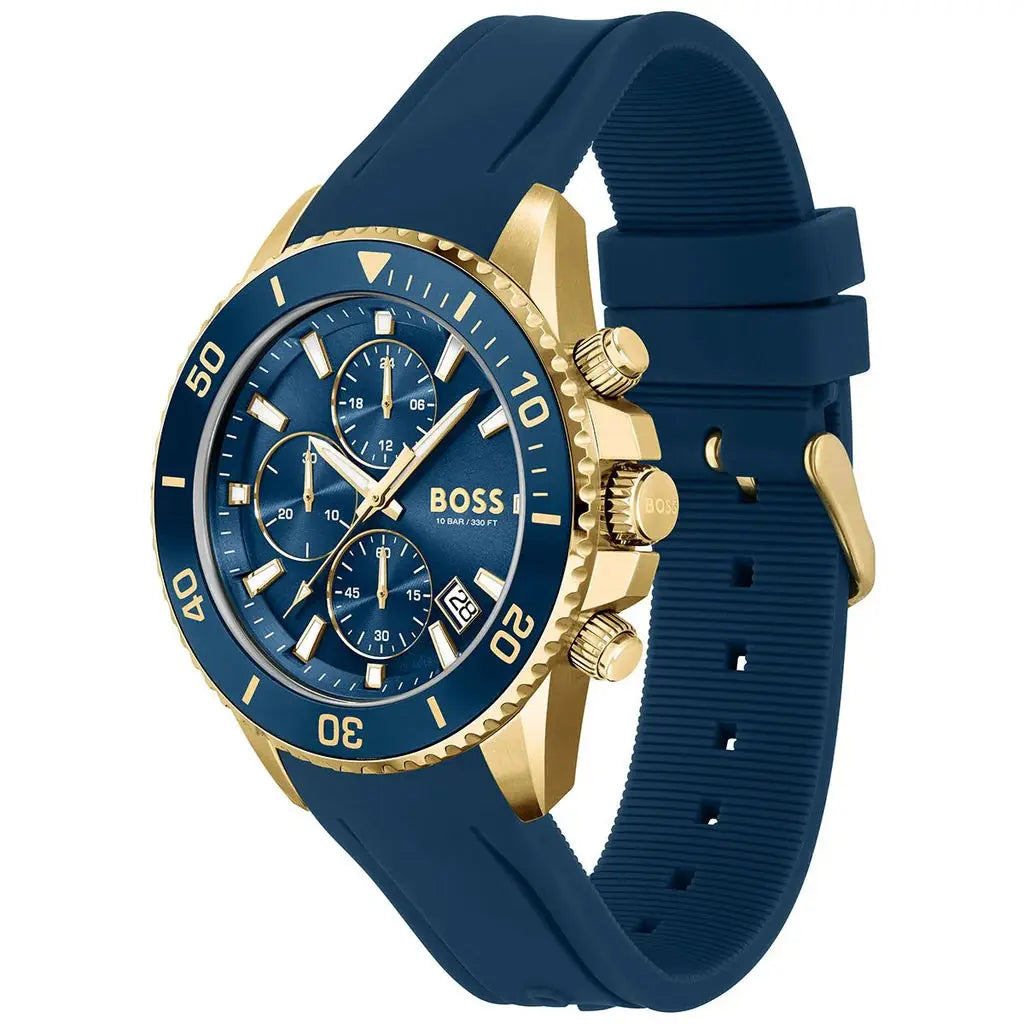 Hugo Boss 1513965 Admiral Blue Dial Blue Rubber SIlicon Strap Watch for Men Hugo Boss