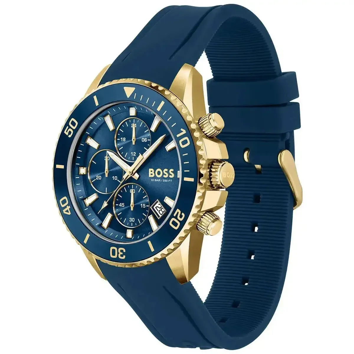 Hugo Boss 1513965 Admiral Blue Dial Blue Rubber SIlicon Strap Watch for Men Hugo Boss