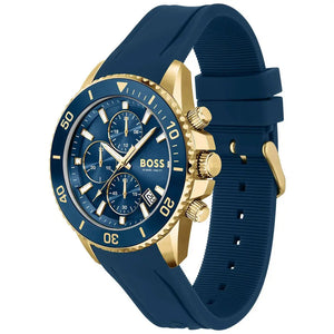 Hugo Boss 1513965 Admiral Blue Dial Blue Rubber SIlicon Strap Watch for Men Hugo Boss