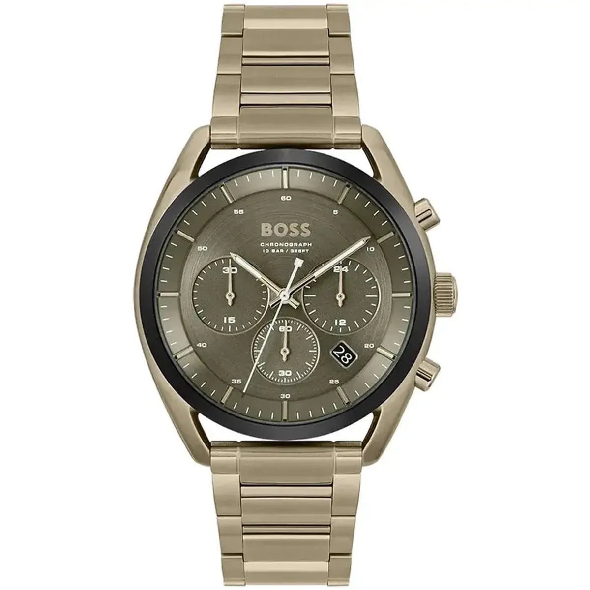Top Chronograph Watch – 44mm Olive Green Dial Gold Tone Steel Bracelet