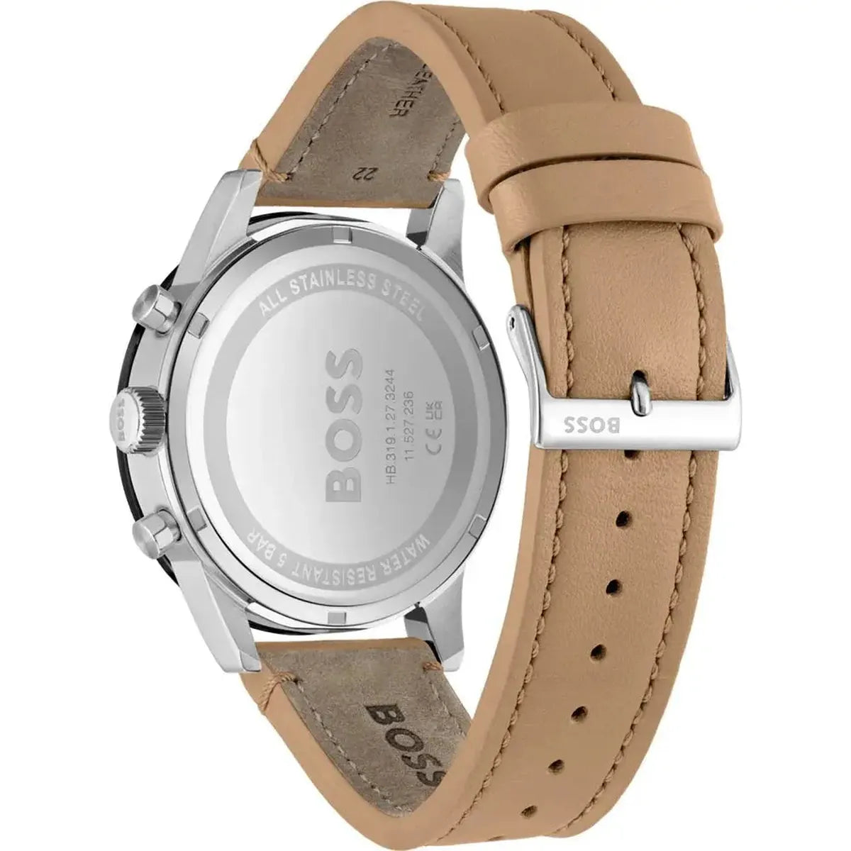 Hugo Boss 1513964 Allure Black Dial Brown Leather Strap Watch for Men Hugo Boss