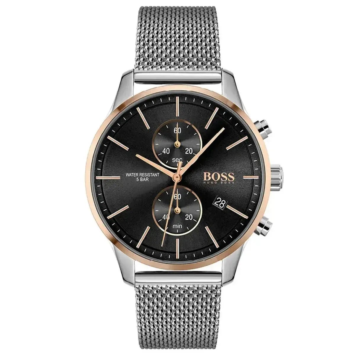 Associate HB1513805 Chronograph Watch – 42mm Dial Silver Mesh Bracelet