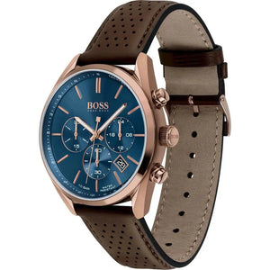 Hugo Boss 1513817 Champion Blue Dial Brown Leather Strap Watch for Men Hugo Boss
