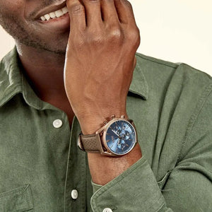 Hugo Boss 1513817 Champion Blue Dial Brown Leather Strap Watch for Men Hugo Boss