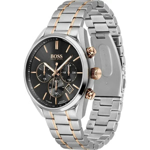 Hugo Boss 1513819 Champion Chronograph Black Dial Two Tone Steel Strap Watch for Men Hugo Boss