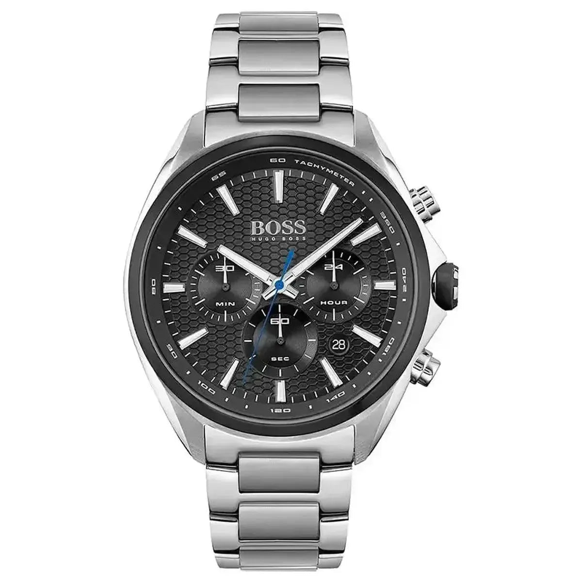 Distinct Chronograph Watch – 46mm Dial Silver Steel Bracelet