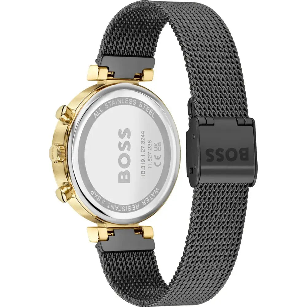Hugo Boss 1502627 Flawless Black Dial Black Mesh Bracelet Watch for Women Hugo Boss