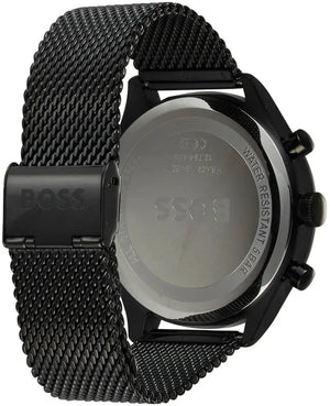 Hugo Boss 1514065 Gregor Chronograph Black Dial Black Mesh Bracelet Watch For Men Hugo Boss
