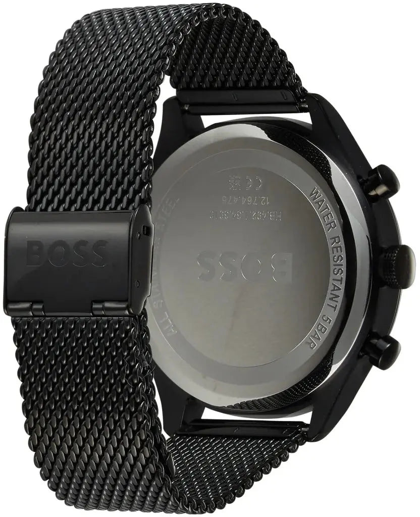 Hugo Boss 1514065 Gregor Chronograph Black Dial Black Mesh Bracelet Watch For Men Hugo Boss