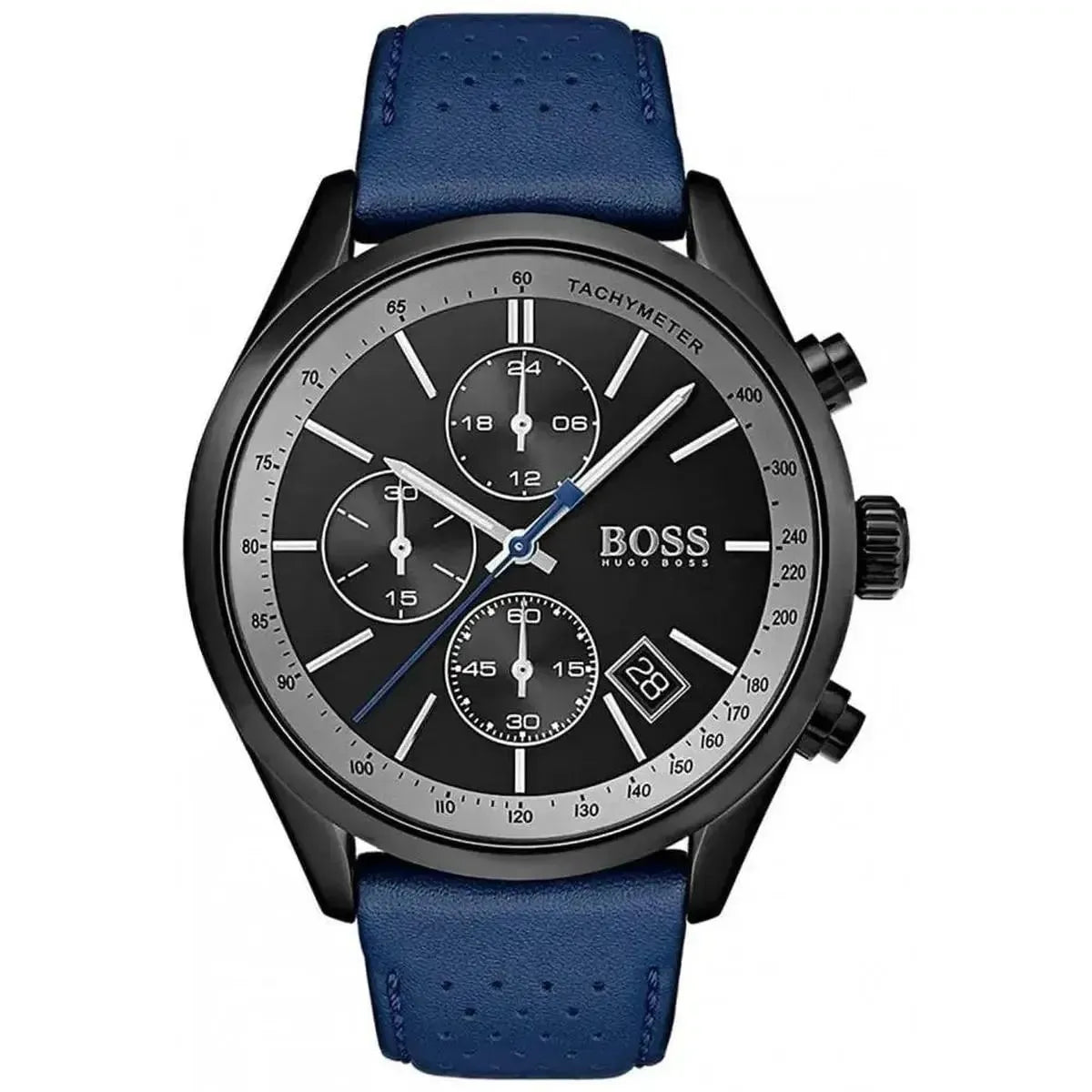 Hugo Boss 1513563 Grand Prix Chronograph Black Dial Blue Leather Strap Watch for Men Hugo Boss