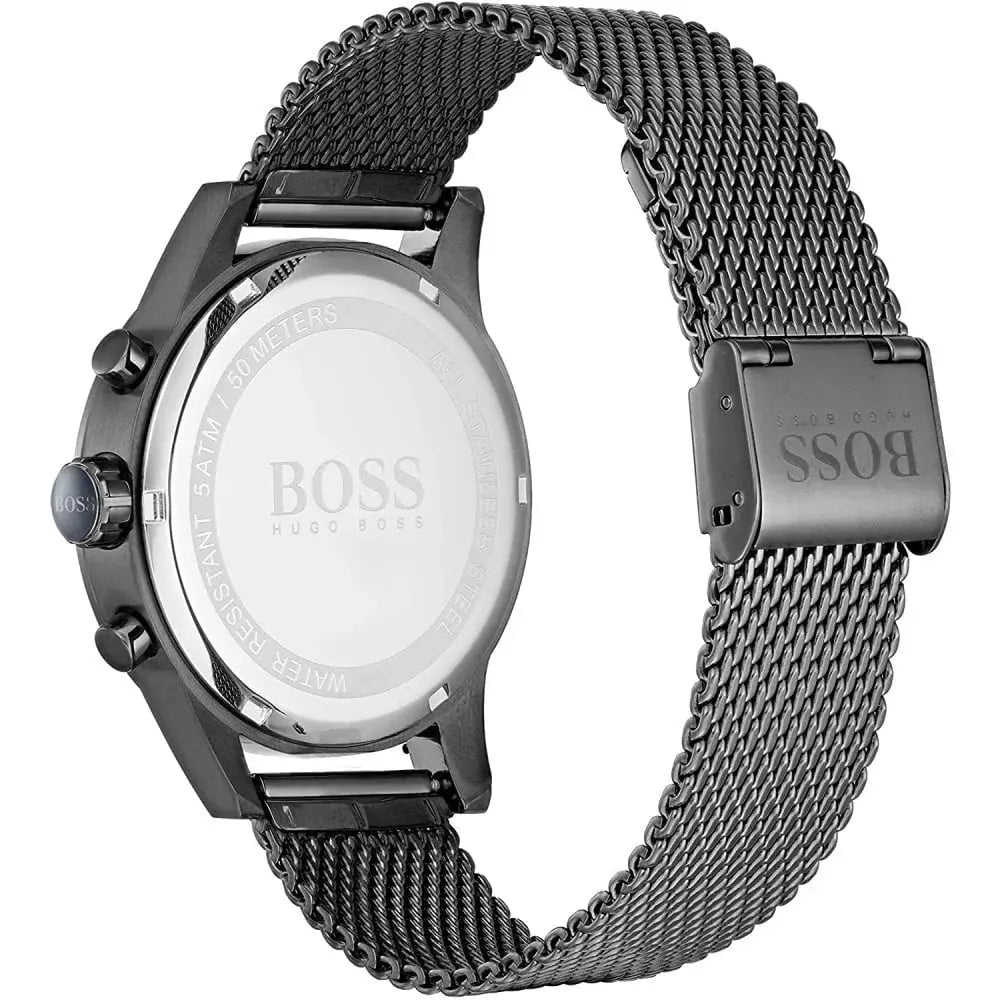 Hugo Boss 1513677 Jet Blue Dial Gunmetal Mesh Bracelet Watch for Men Hugo Boss