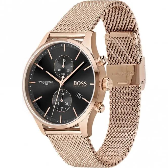 Hugo Boss 1513808 Integrity Black Dial Mesh Bracelet Watch for Men Hugo Boss