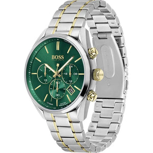 Hugo Boss 1513878 Champion Chronograph Green Dial Two Tone Steel Strap Watch for Men Hugo Boss