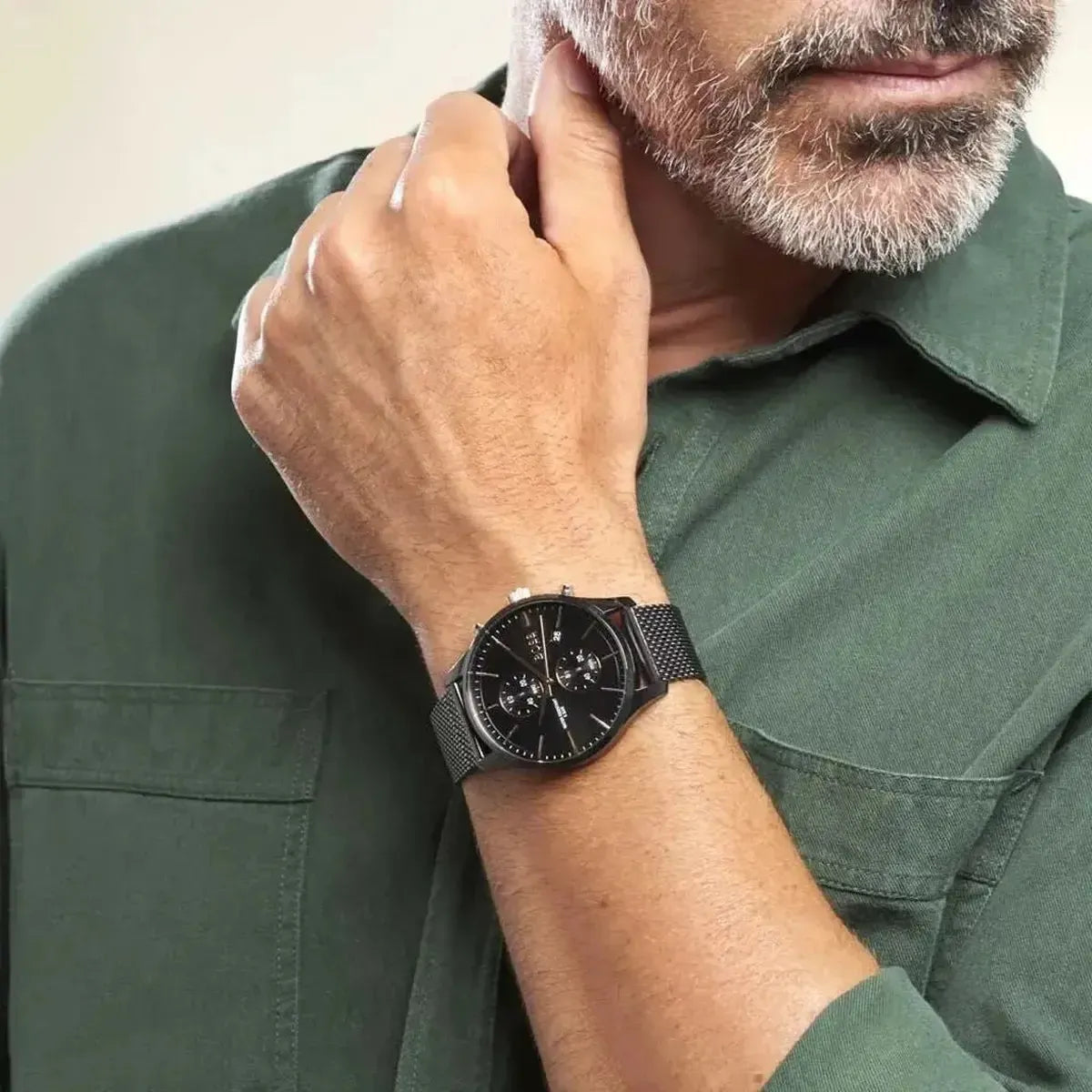 Hugo Boss 1513811 Associate Black Dial Black Mesh Bracelet Watch for Men Hugo Boss