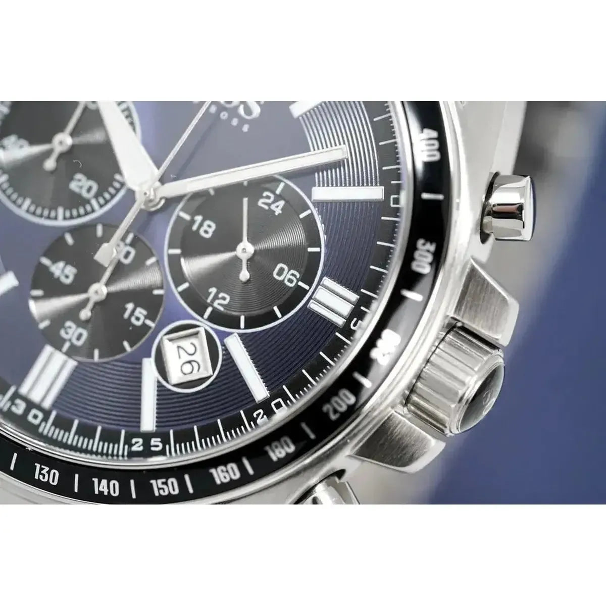 Hugo Boss 1513081 Chronograph Driver Blue Dial Silver Steel Strap Watch for Men Hugo Boss