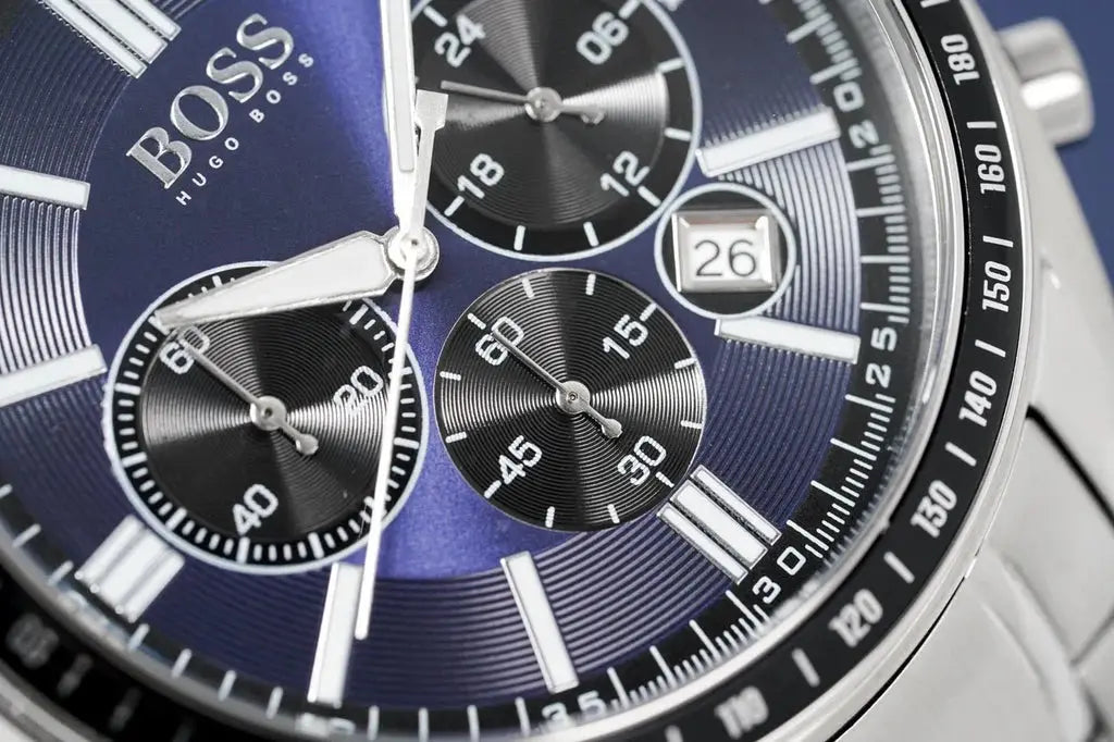 Hugo Boss 1513081 Chronograph Driver Blue Dial Silver Steel Strap Watch for Men Hugo Boss
