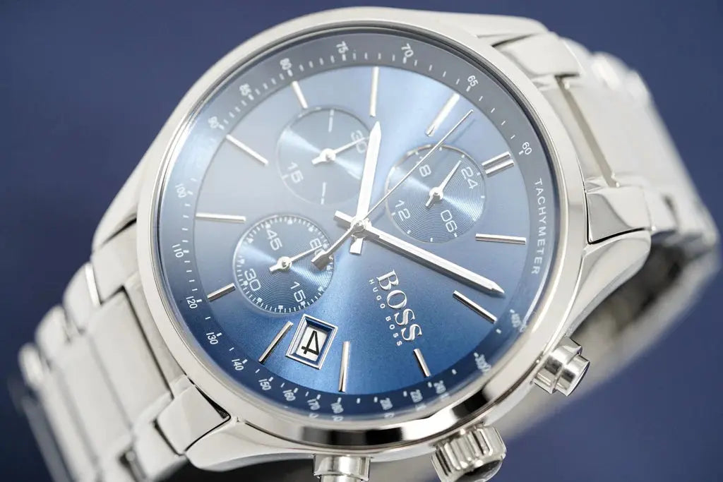 Hugo Boss 1513478 Grand Prix Blue Dial Silver Steel Strap Watch for Men Hugo Boss