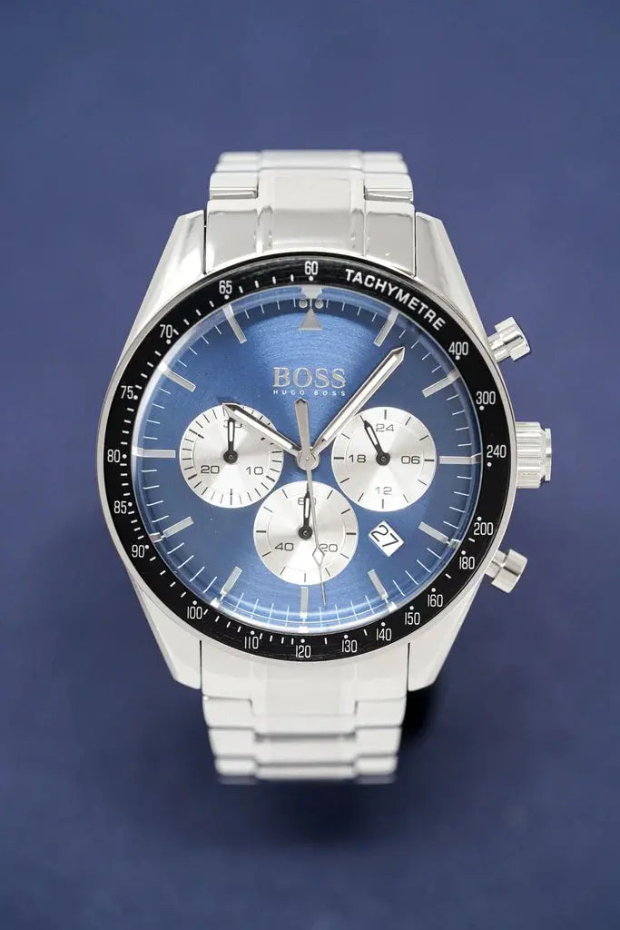 Hugo Boss 1513630 Chronograph Blue Dial Silver Steel Strap Watch for Men Hugo Boss