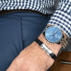 Hugo Boss 1513839 Associate Blue Dial Silver Steel Strap Watch for Men Hugo Boss