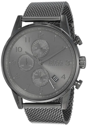 Hugo Boss 1513674 Navigator Grey Dial Grey Mesh Bracelet Watch for Men Hugo Boss