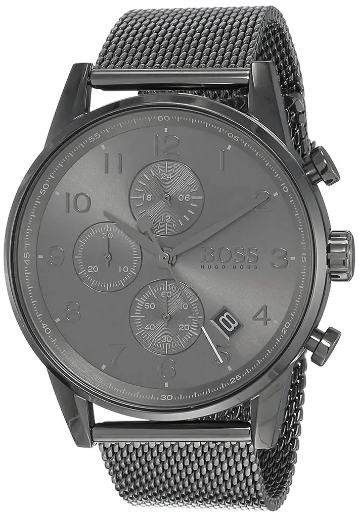 Hugo Boss 1513674 Navigator Grey Dial Grey Mesh Bracelet Watch for Men Hugo Boss
