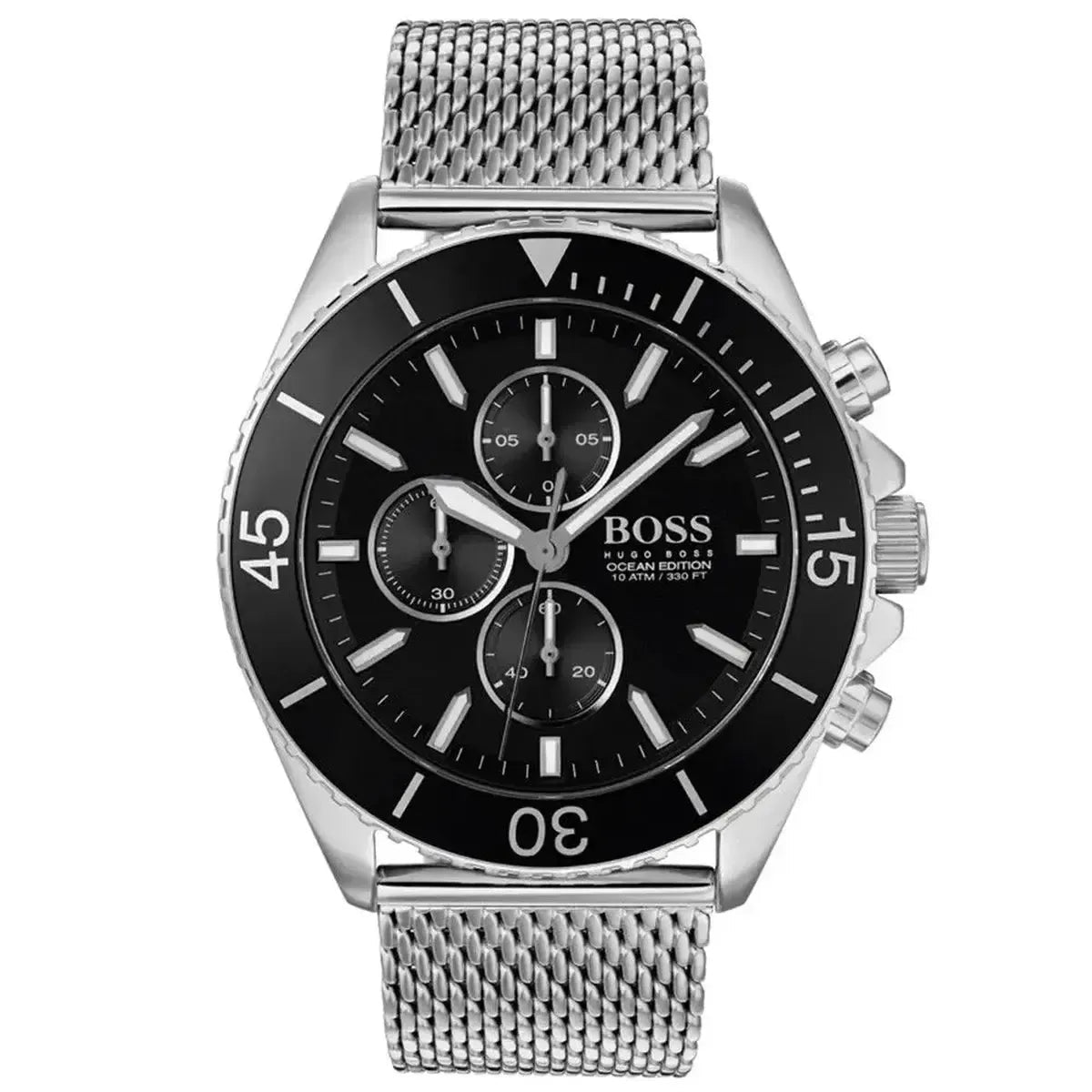 Ocean Edition Chronograph Watch – 46mm Dial Silver Mesh Bracelet
