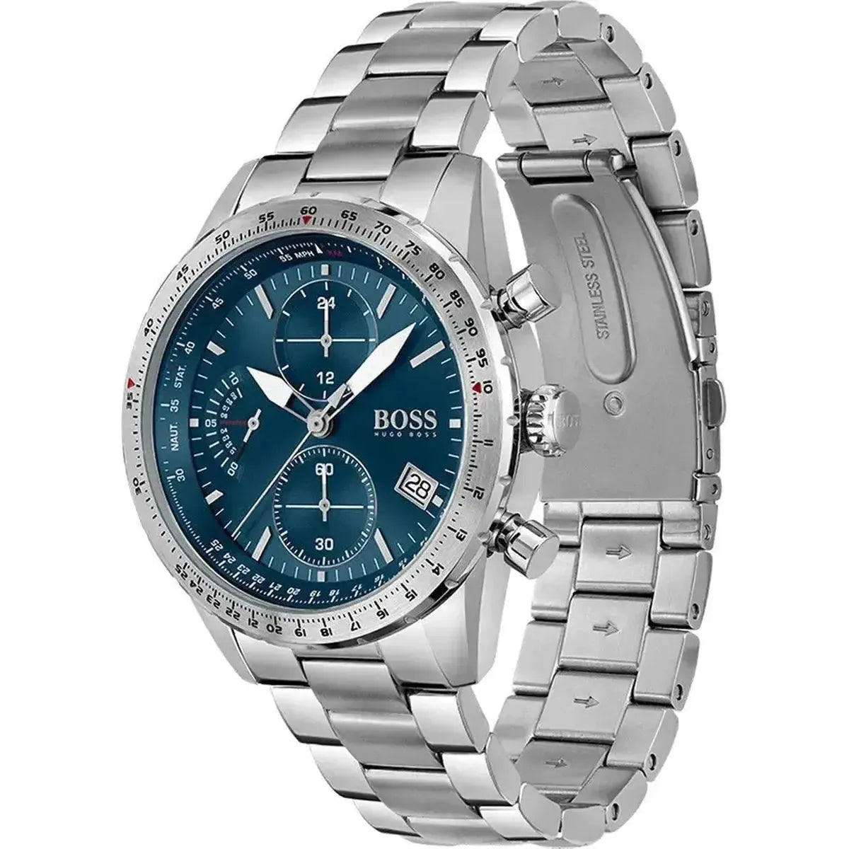 Hugo Boss 1513850 Pilot Blue Dial Silver Steel Strap Watch for Men Hugo Boss